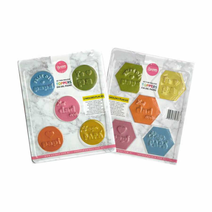 Molde Set Placa x 2 Toppers Dia del Padre "Parpen"