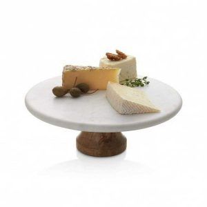 Pie de torta elevado Marmol y Acacia «Nonfork» 24cm