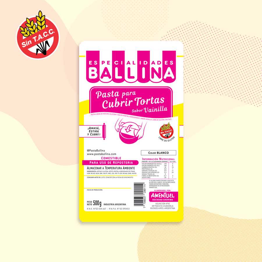 Pasta para Tortas Vainilla x 500g "Ballina"