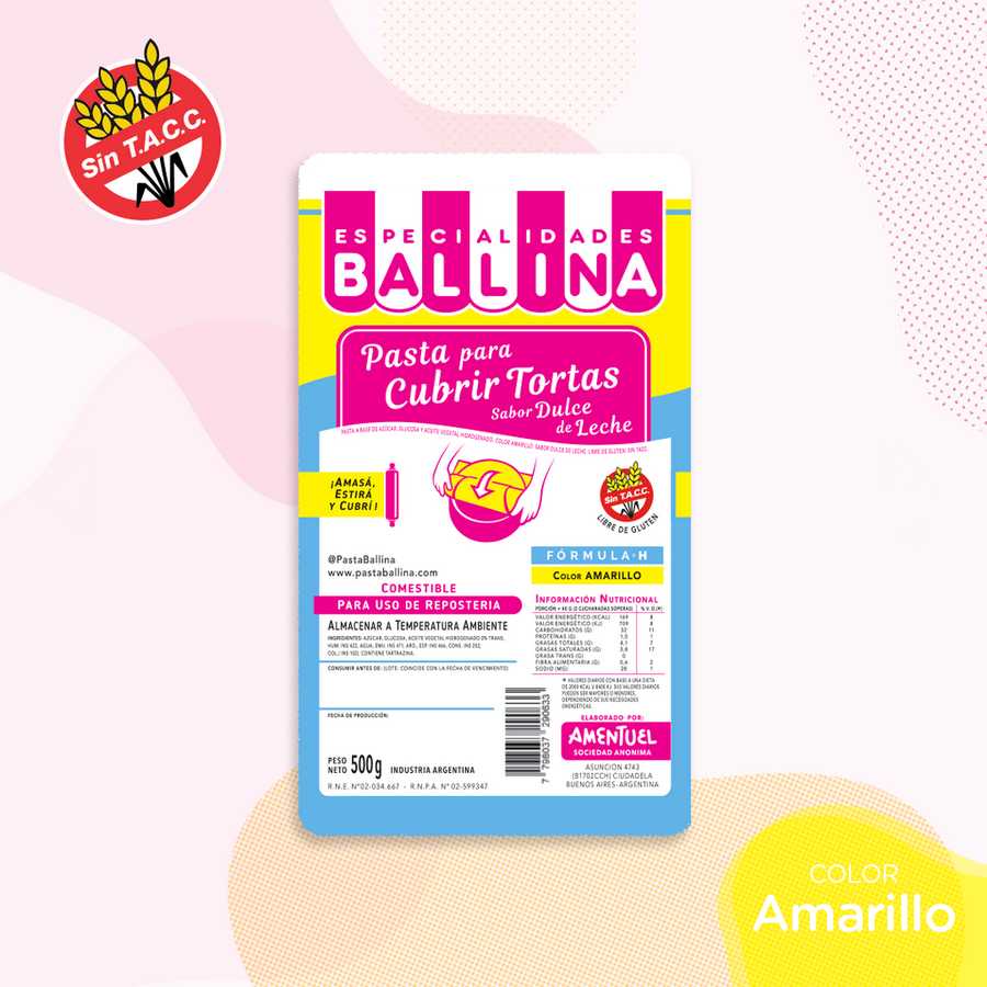Pasta para Tortas Amarillo x 500 g "Ballina"