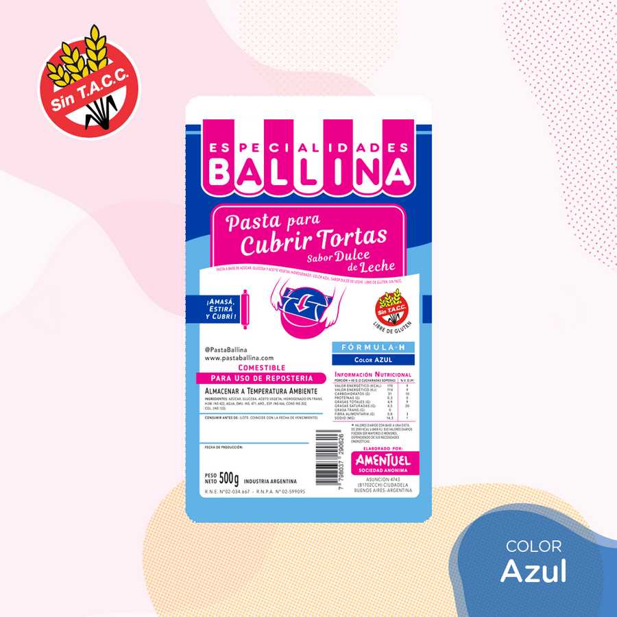 Pasta para Tortas Azul x 500 g "Ballina"