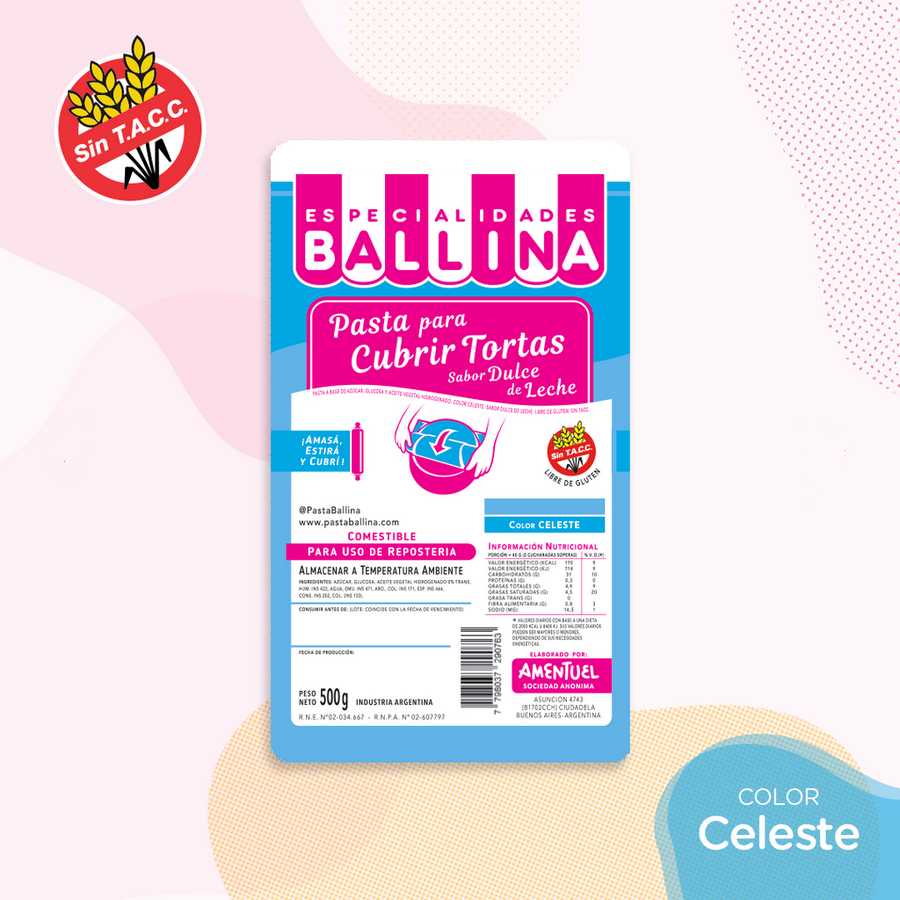 Pasta para Tortas Celeste x 500 g "Ballina"