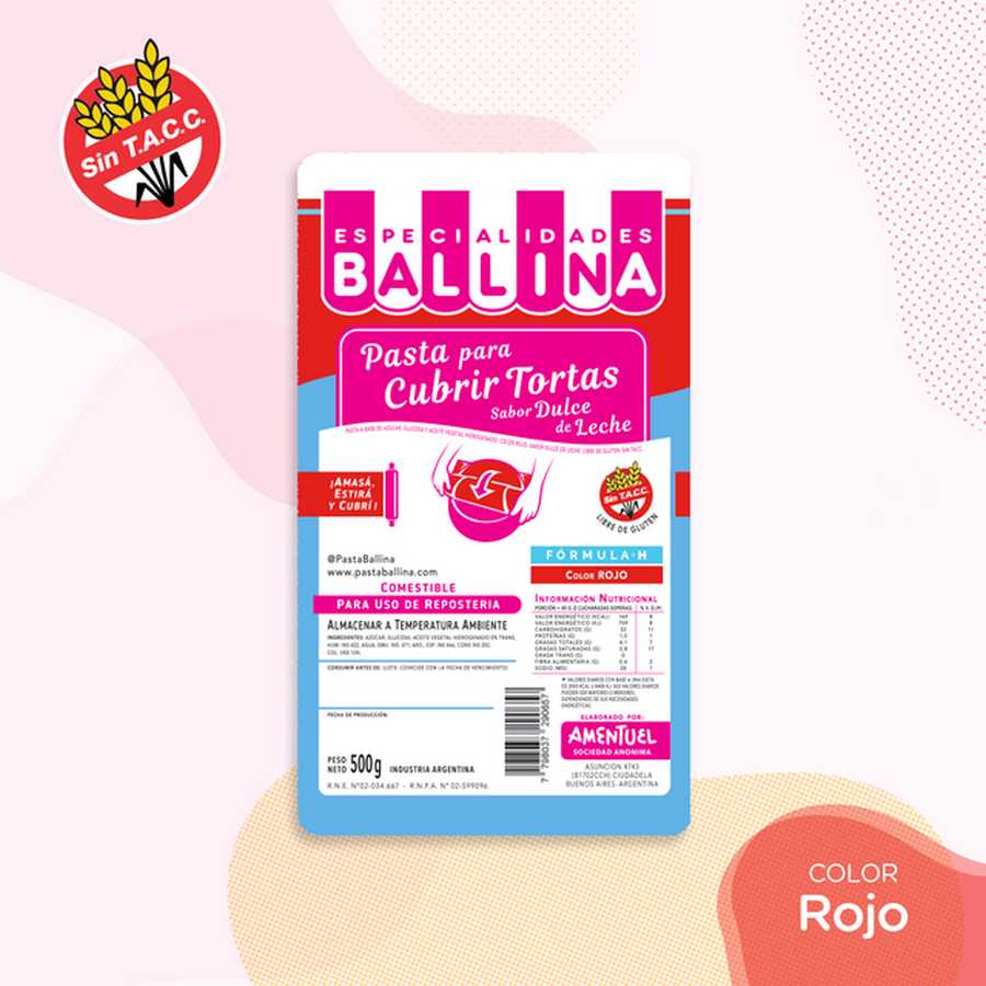 Pasta para Tortas Rojo x 500g "Ballina"