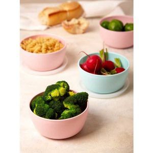 Bowl Plástico Rosa Pastel 12x6cm – Apto microondas