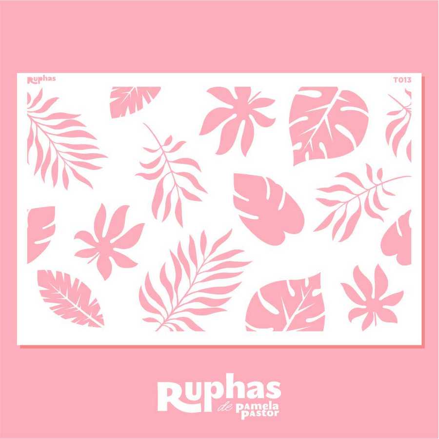 Stencil T013 Tortas Hojas Tropical "Ruphas"