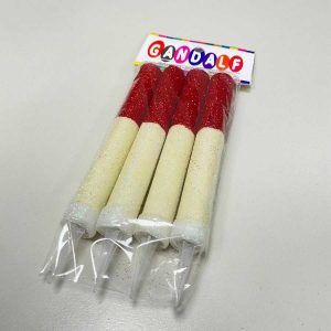 Bengala Gibreada Rojo y Blanco x 4 un «Gandalf» 12 cm