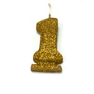 Vela Gibreada color Dorado N°1 x 16 uni «Gandalf» 7x5cm