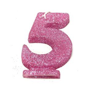 Vela Gibreada color Rosa N°5 x 16 uni «Gandalf» 7x5cm