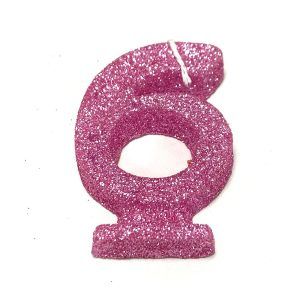 Vela Gibreada color Rosa N°6 x 16 uni «Gandalf» 7x5cm