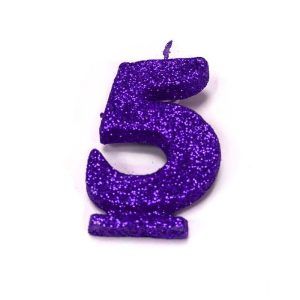 Vela Gibreada color Violeta N°5 x 1 uni «Gandalf» 7x5cm