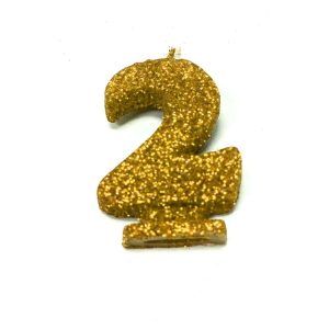 Vela Gibreada color Dorado N°2x 1 uni «Gandalf» 7x5cm