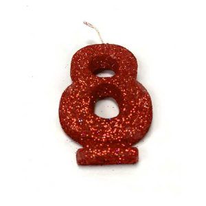 Vela Gibreada color Rojo N°8 x 1 uni «Gandalf» 7x5cm