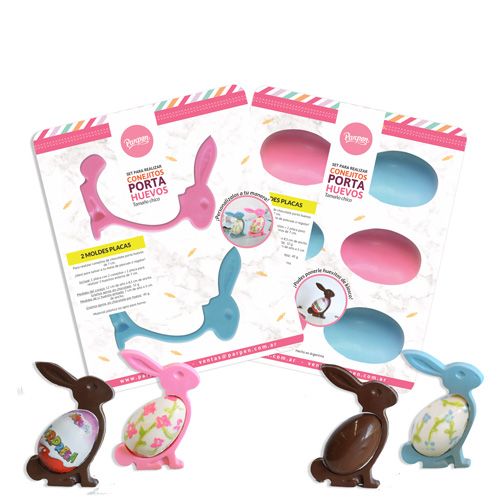 Molde Set Placas x 2 Conejitos Porta Huevos "Parpen" - Imagen 2