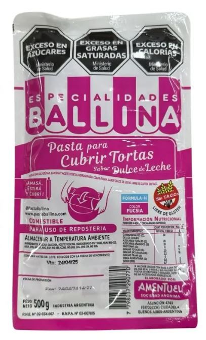Pasta para Tortas Fucsia x 500g Ballina
