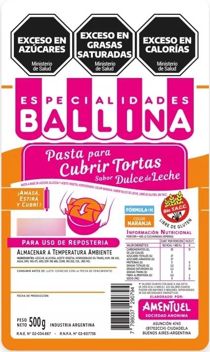 Pasta para Tortas Formula H-DDL Naranja x 500g Ballina