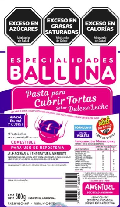 Pasta para Tortas Formula H-DDL Violeta 10x 500g Ballina