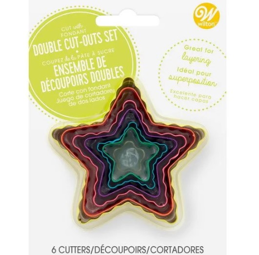 Set Cortantes Bordes Lizos y Rizados Estrellas x 6 unidades "Wilton"