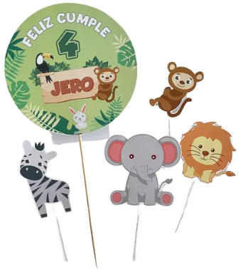 Cake topper animalitos de la selva 3D "LC"