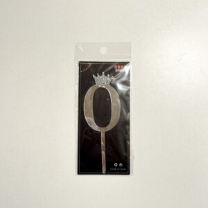 Cake topper con coronita 11cm Plata N 0 «LC»