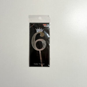 Cake topper con coronita 11 cm Plata N 6 «LC»