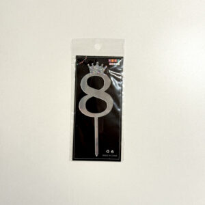 Cake topper con coronita 11 cm Plata N 8 «LC»