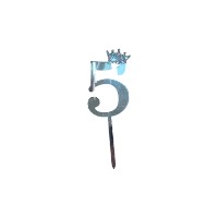 Cake topper con coronita 11 cm Plata N 5 «LC»