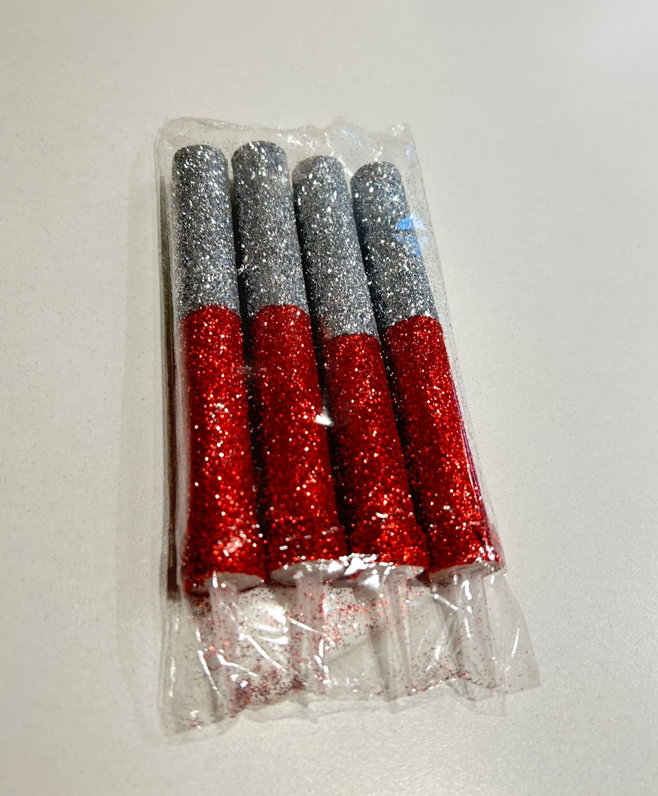Bengala Gibreada Rojo y Plata x 4 un "Gandalf" 12 cm