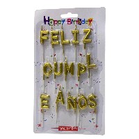 Vela Metalizada Feliz Cumpleaños Dorado «LC»