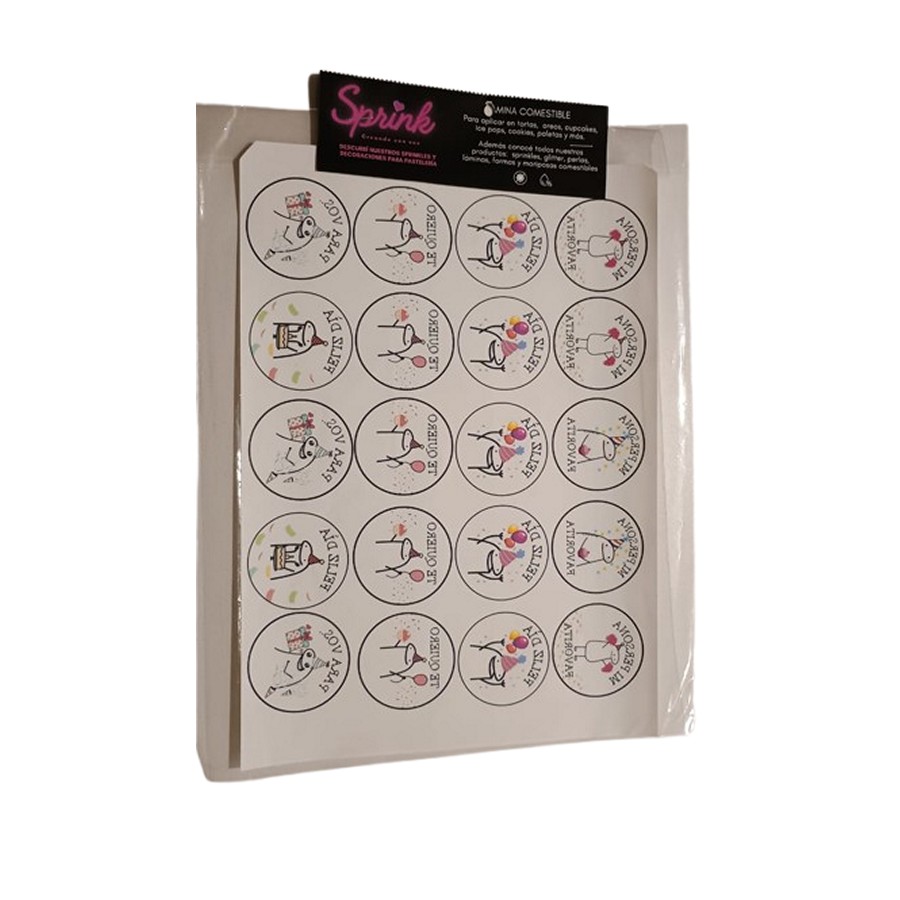 Laminas comestibles Chocotransfer - Feliz Cumpleaños Globos "Sprink"