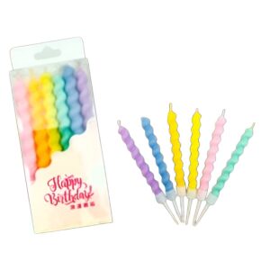 Vela tirabuzon con portavela Col. pastel x 6 unidades «LC»