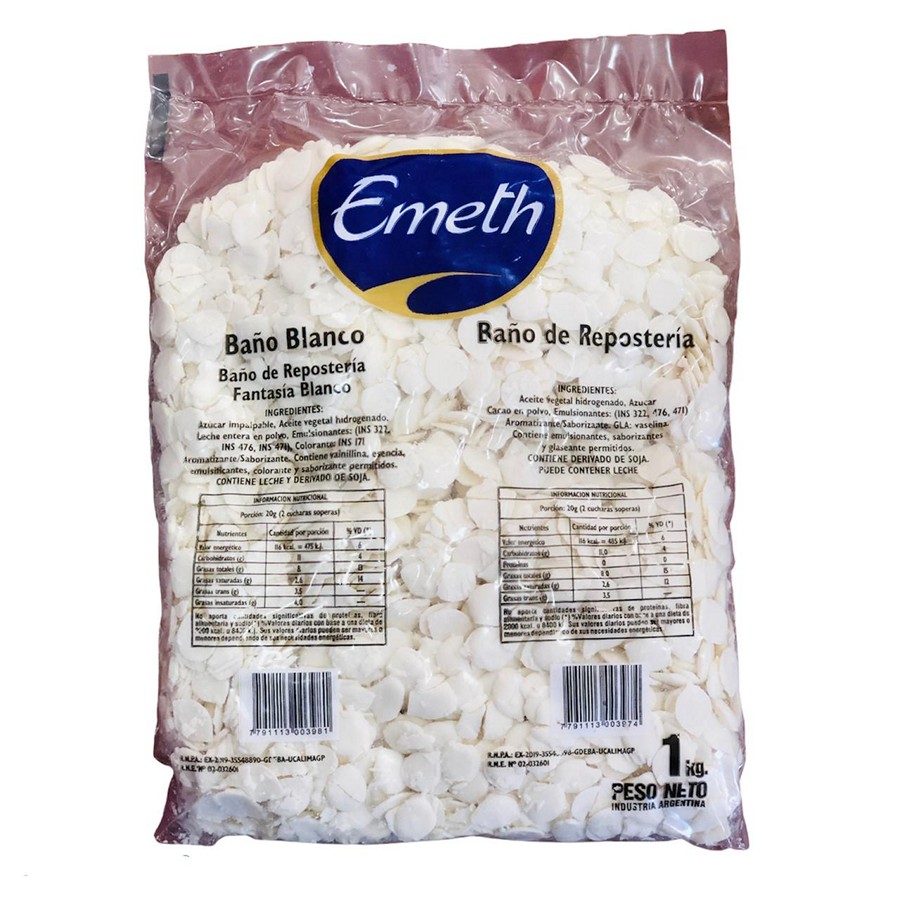 Baño Chocolate Blanco Botones "Emeth" 1kg