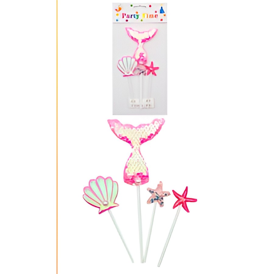 Cake topper cola de sirena ostra y estrella Rosa "LC"