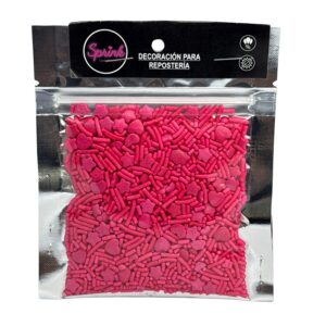 Granas Mix Corazones y Estrellas Fucsia «Sprink»