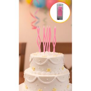 Vela Ondulada Con Portavela Rosa «LC» 15CM x 12un.