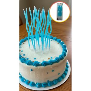 Vela Ondulada Con Portavela Azul «LC» 15CM x 12un.