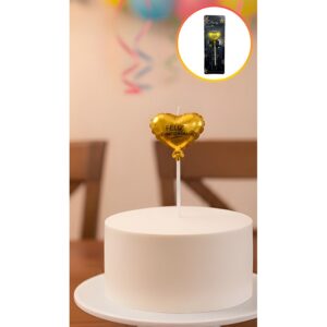 Vela Metalizada Corazon Feliz Cumple Dorada «LC» 10CM