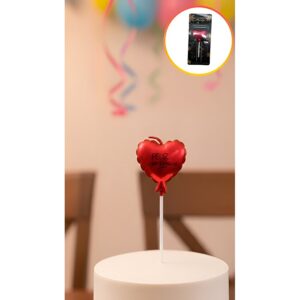 Vela Metalizada Corazon Feliz Cumple Roja «LC» 10CM