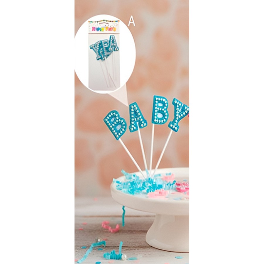 Cake Topper BABY Perlado Celeste "LC"