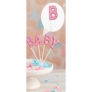 Cake Topper BABY Perlado Rosa «LC»