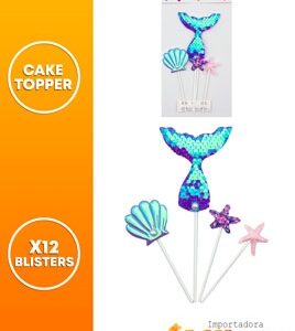 Cake topper cola de sirena ostra y estrella Violeta»LC»