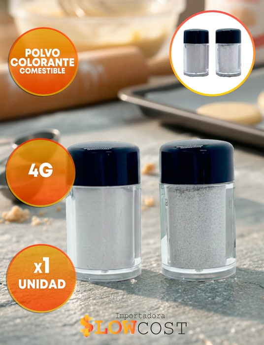 Polvo Colorante Comestible Blanco Metalizado "LC" x 4g