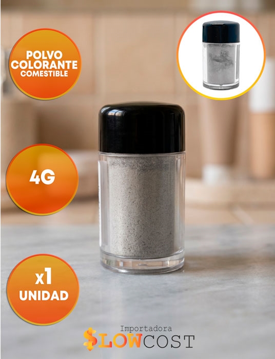Polvo Colorante Comestible Plata Metalizado "LC" x 4g