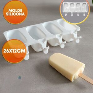 Molde Silicona Paleta de Helado Grande x 4 Colores Surtidos «LC» 26x12cm