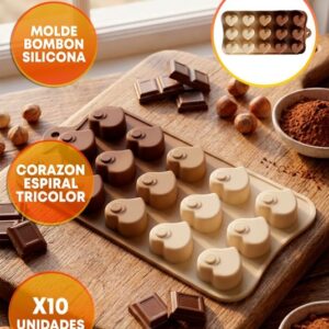 Molde Bombon silicona Corazon espiral Tricolor «LC»