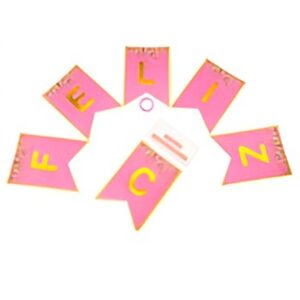 Banderin Estampado Confetti Feliz Cumpleaños Rosa «LC»