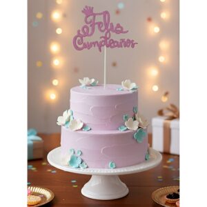 Cake Topper Gibreado Feliz Cumpleaños Cursiva Rosa «LC»