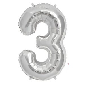 Globo Metalizado Plata Numero 3 «LC» 40CM