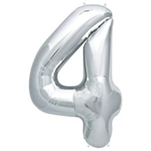 Globo Metalizado Plata Numero 4 «LC» 40CM