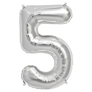 Globo Metalizado Plata Numero 5 «LC» 40CM