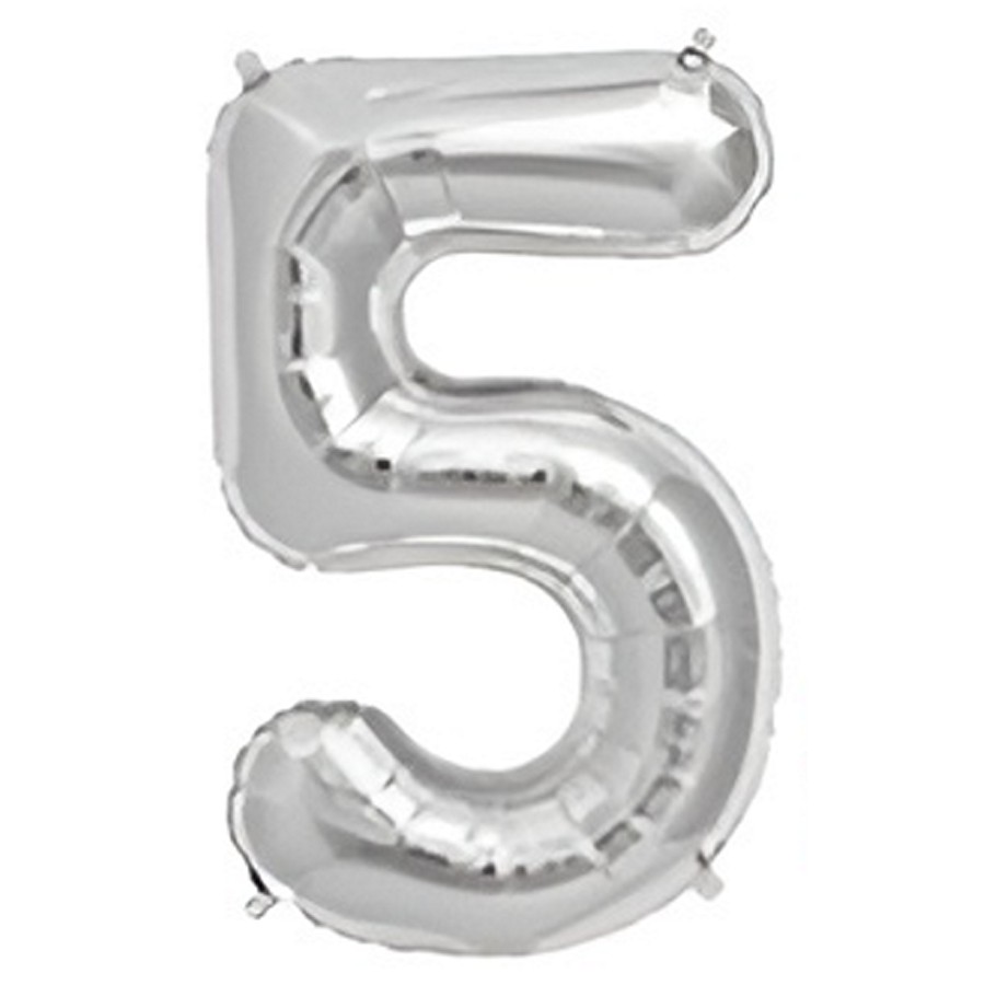 Globo Metalizado Plata Numero 5 "LC" 40CM